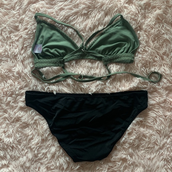 Olive and black bikini, top and bottom - Picture 2 of 2